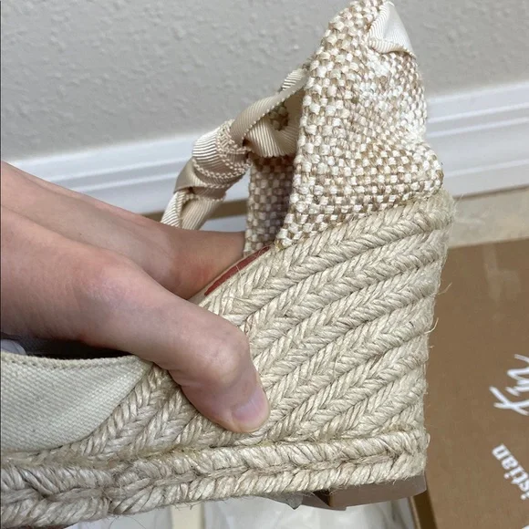 New Christian Louboutin Brigitte Cream Espadrille 5 Wedges 35 - Picture 11 of 17
